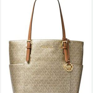 MICHAEL Michael Kors Michael Kors Metallic Signature Jet Set Tote Bag